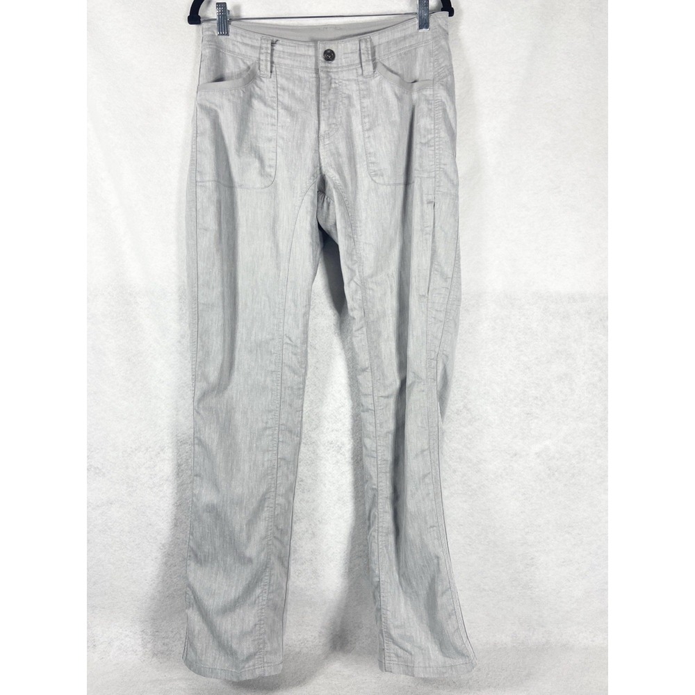 Kuhl Pants Cabo Women's 6 Gray Flat Front Drawstring Straight Leg Linen Blend